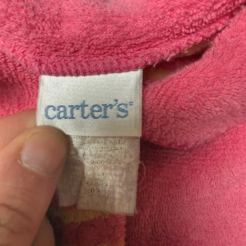 Vintage Carter's Girls 0-3 Months Pink Striped Kitten Cat Terry Footie‎ Sleeper